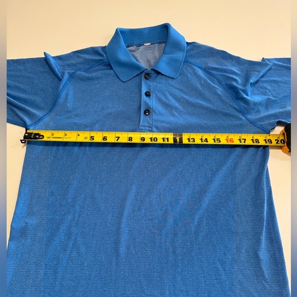 Lululemon Polo Shirt Mens Size Medium Color Blue Performance Short Sleeve Golf - Picture 7 of 8